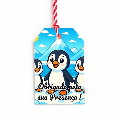 Tag de Agradecimento Personalizada 7x5 Pinguins