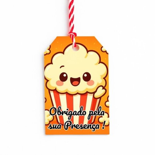 Tag de Agradecimento Personalizada 7x5 Pipoca