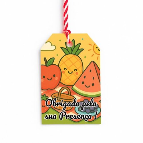Tag de Agradecimento Personalizada 7x5 Piquenique das Frutas