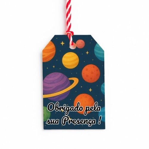 Tag de Agradecimento Personalizada 7x5 Planetas Coloridos