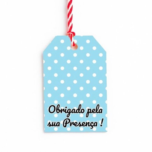 Tag de Agradecimento Personalizada 7x5 Poá Azul Bebê
