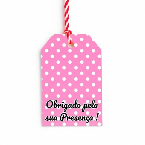 Tag de Agradecimento Personalizada 7x5 Poá Rosa Pink