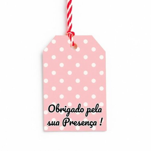 Tag de Agradecimento Personalizada 7x5 Poá Rosa Bebê