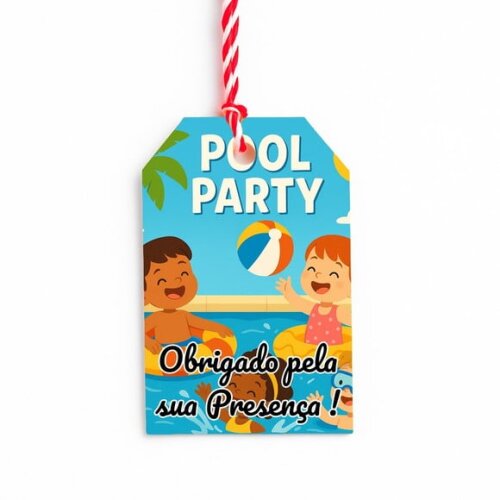 Tag de Agradecimento Personalizada 7x5 Pool Party