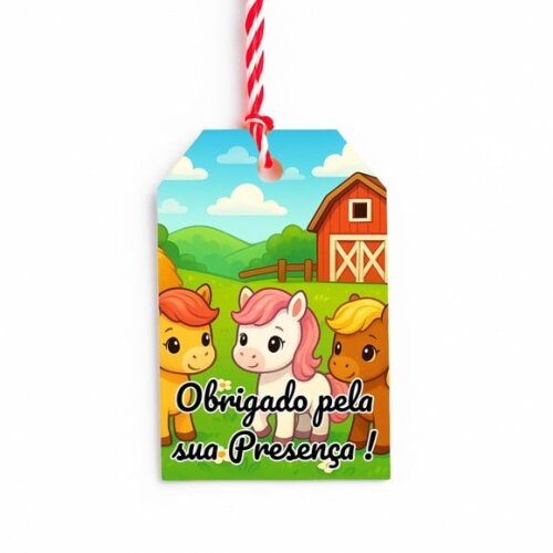 Tag de Agradecimento Personalizada 7x5 Pôneis