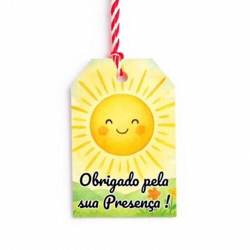 Tag de Agradecimento Personalizada 7x5 Raio de Sol Aquarela