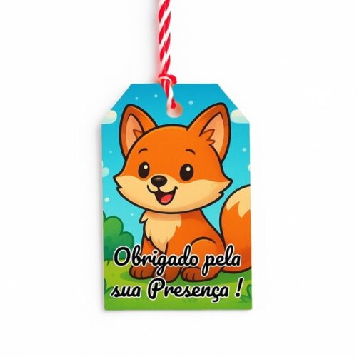 Tag de Agradecimento Personalizada 7x5 Raposinha