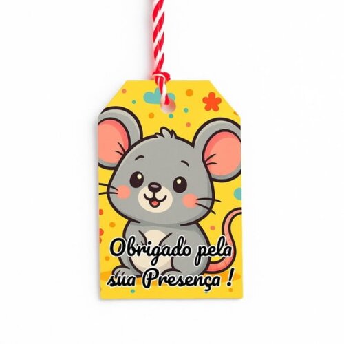 Tag de Agradecimento Personalizada 7x5 Ratinho Fofo