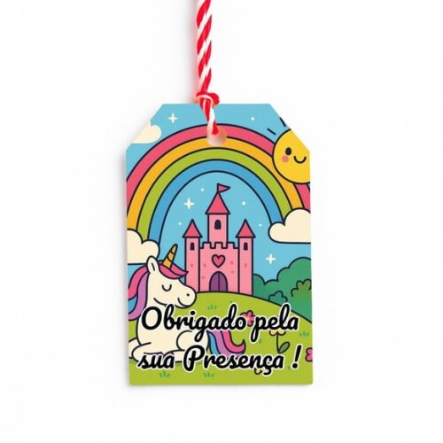 Tag de Agradecimento Personalizada 7x5 Reino do Arco-íris