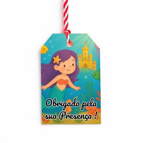 Tag de Agradecimento Personalizada 7x5 Reino Subaquático