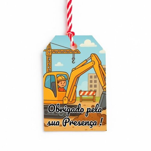 Tag de Agradecimento Personalizada 7x5 Retroescavadeira