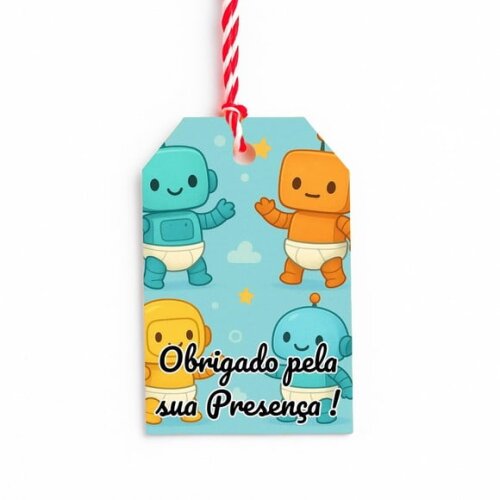 Tag de Agradecimento Personalizada 7x5 Robôs Baby