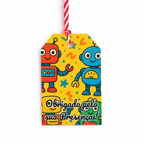 Tag de Agradecimento Personalizada 7x5 Robôs Divertidos