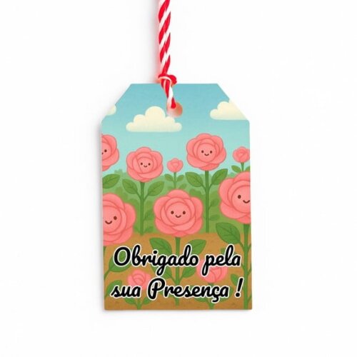 Tag de Agradecimento Personalizada 7x5 Rosas Fofas