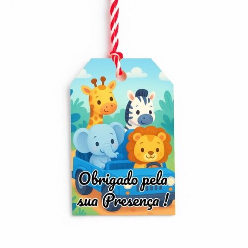 Tag de Agradecimento Personalizada 7x5 Safari Azul