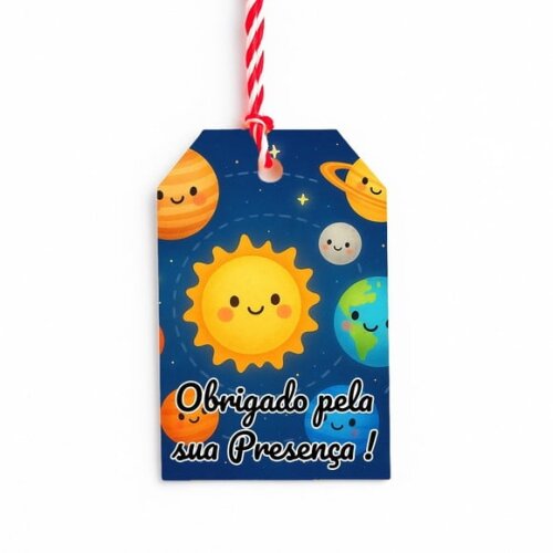 Tag de Agradecimento Personalizada 7x5 Sistema Solar