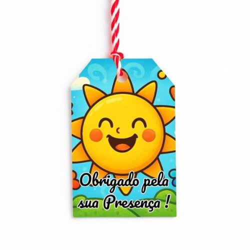 Tag de Agradecimento Personalizada 7x5 Sol Sorridente