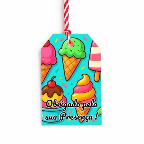Tag de Agradecimento Personalizada 7x5 Sorvetes