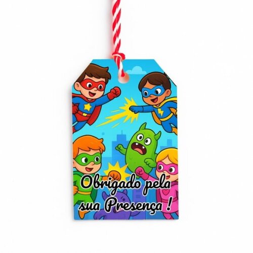Tag de Agradecimento Personalizada 7x5 Super Heróis