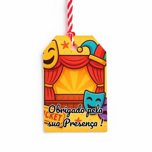 Tag de Agradecimento Personalizada 7x5 Teatro Infantil