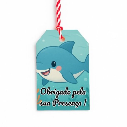Tag de Agradecimento Personalizada 7x5 Tubarãozinho Fofo