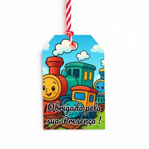 Tag de Agradecimento Personalizada 7x5 Trens Antigos