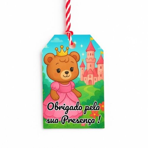Tag de Agradecimento Personalizada 7x5 Ursinha Princesa