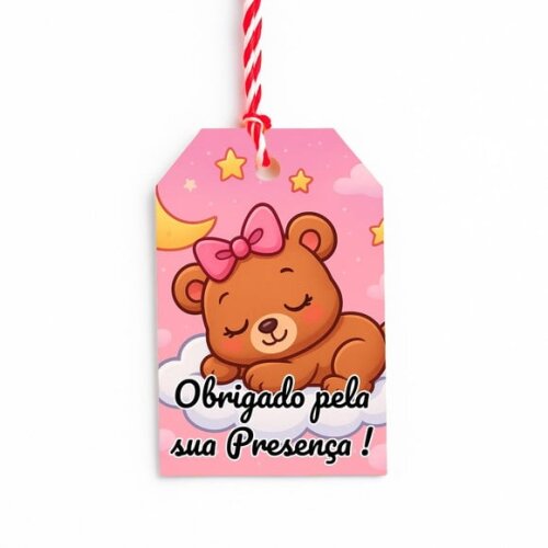 Tag de Agradecimento Personalizada 7x5 Ursinha Soninho