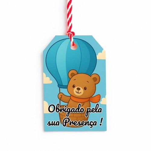 Tag de Agradecimento Personalizada 7x5 Ursinho Baloeiro
