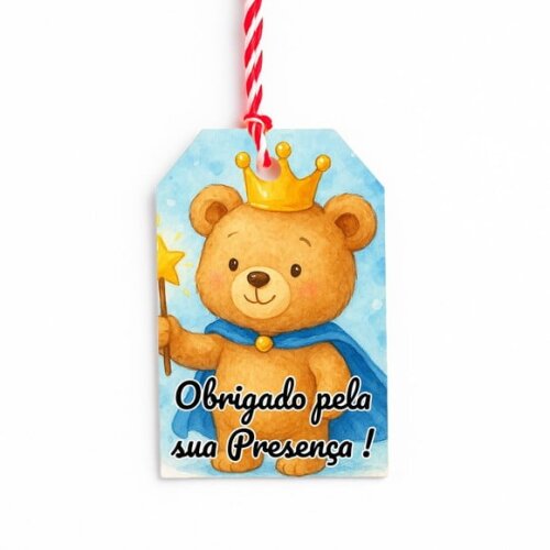 Tag de Agradecimento Personalizada 7x5 Ursinho Príncipe