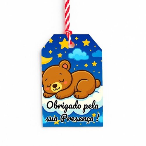 Tag de Agradecimento Personalizada 7x5 Ursinho Soninho