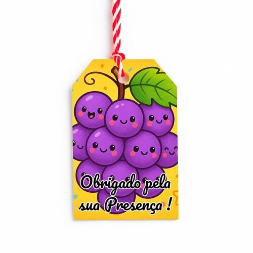 Tag de Agradecimento Personalizada 7x5 Uvinhas Fofas