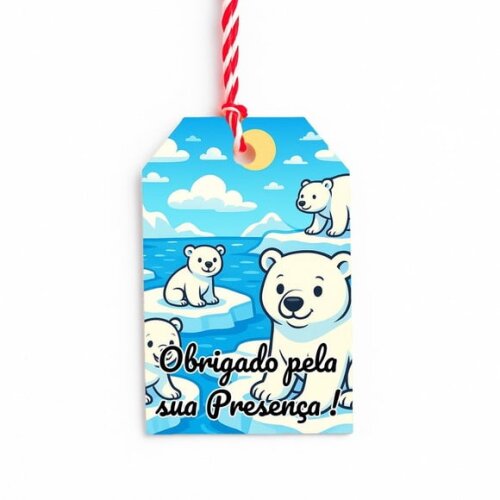 Tag de Agradecimento Personalizada 7x5 Ursos Polares