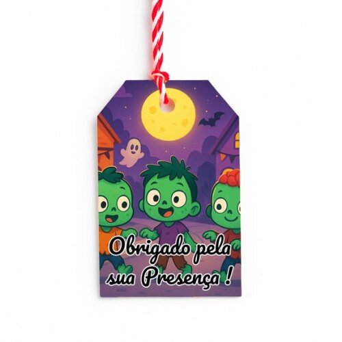 Tag de Agradecimento Personalizada 7x5 Zumbis Fofinhos