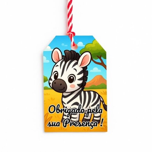 Tag de Agradecimento Personalizada 7x5 Zebra Baby