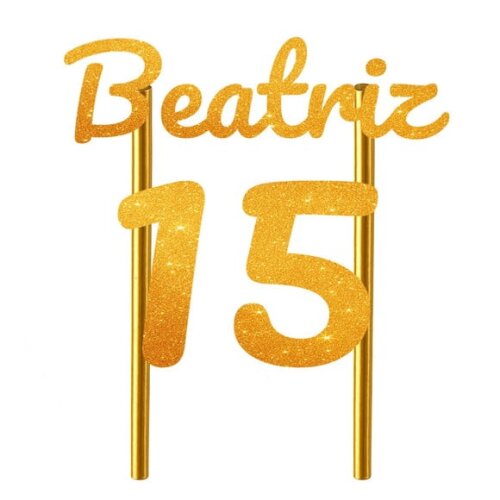Topo de Bolo 15 Anos Glitter Nome Beatriz