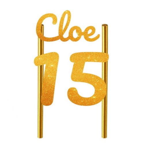 Topo de Bolo 15 Anos Glitter Nome Cloe