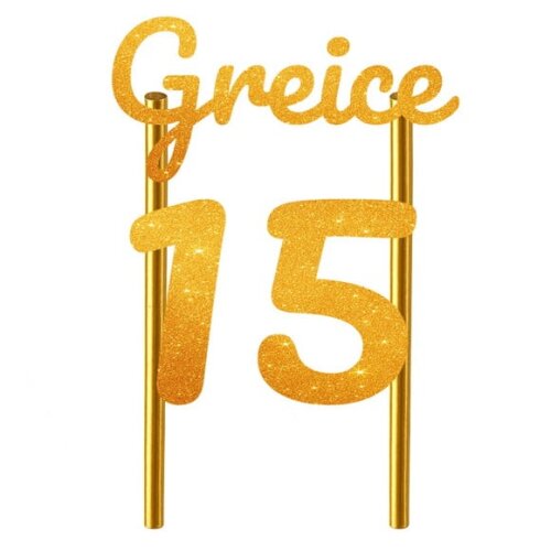 Topo de Bolo 15 Anos Glitter Nome Greice