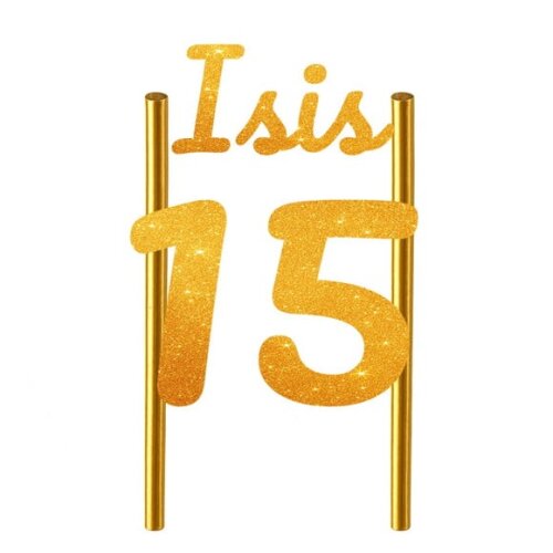 Topo de Bolo 15 Anos Glitter Nome Isis
