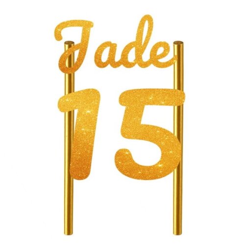 Topo de Bolo 15 Anos Glitter Nome Jade