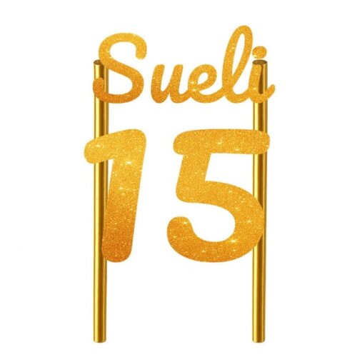 Topo de Bolo 15 Anos Glitter Nome Sueli