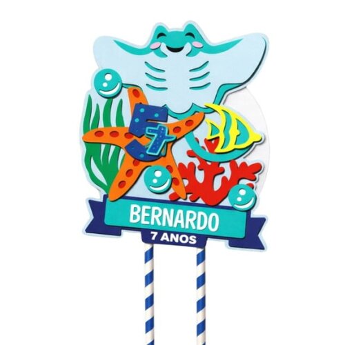 Topo de Bolo Premium Personalizado Arraia Fofa