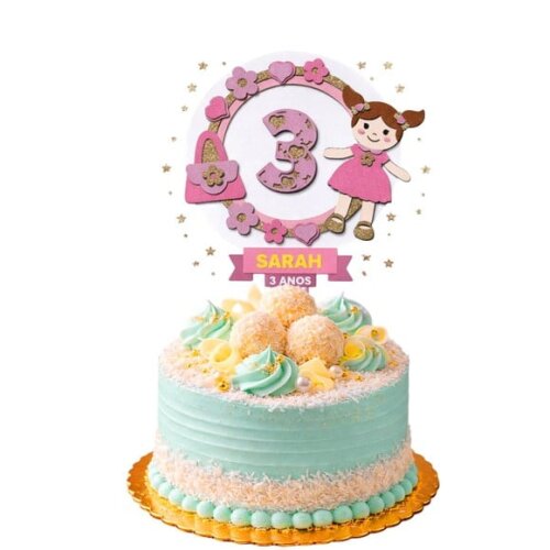 Topo de Bolo Premium Personalizado Boneca Bebê