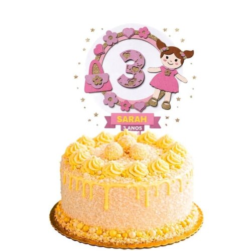 Topo de Bolo Premium Personalizado Boneca Bebê