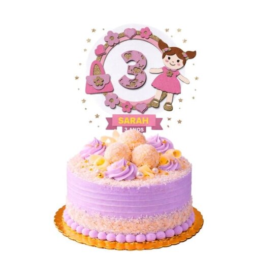 Topo de Bolo Premium Personalizado Boneca Bebê