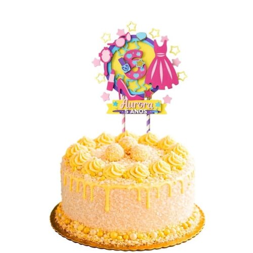 Topo de Bolo Premium Personalizado Boneca Rosa
