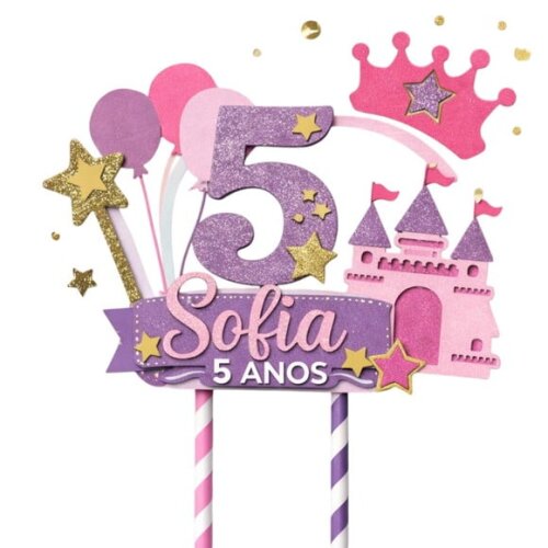 Topo de Bolo Premium Personalizado Castelo de Princesa