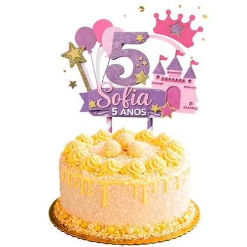 Topo de Bolo Premium Personalizado Castelo de Princesa