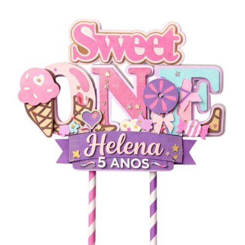 Topo de Bolo Premium Personalizado Doces