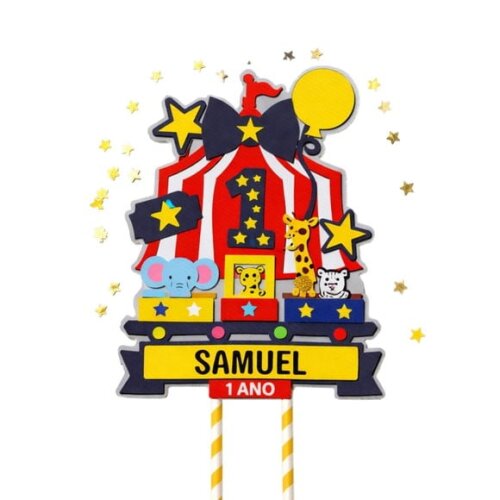 Topo de Bolo Premium Personalizado Circo